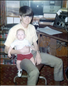 Like father, like son. Steve Butler with young Michael, circa 1973, at the original WTLS location